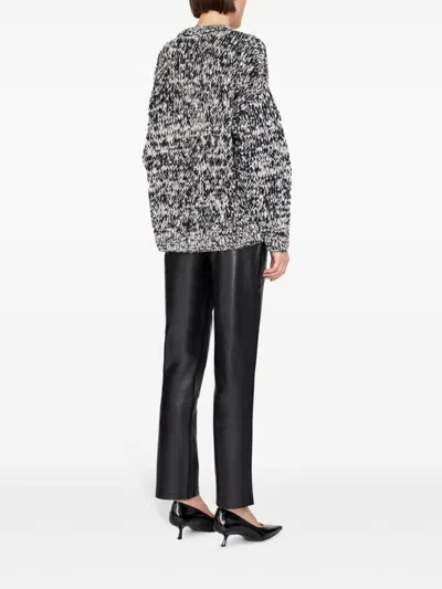 Anine Bing Sydney Crew Sweater Black And White In Black