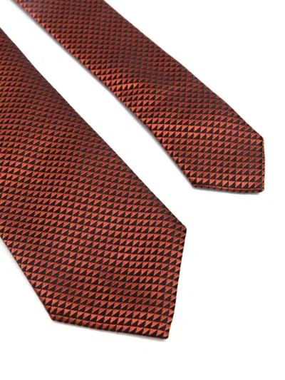 Shop Zegna Silk Tie In Orange