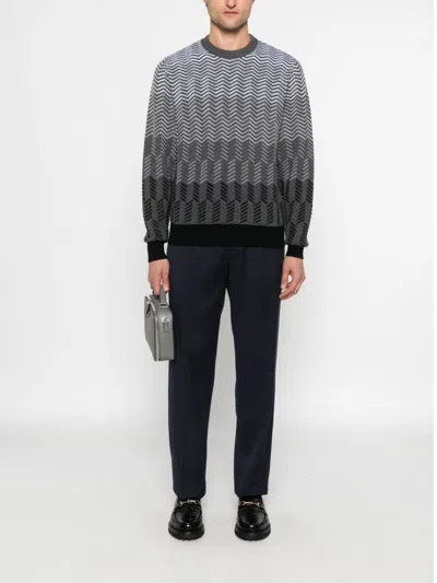 Missoni Textured Knitwear With Chevron Pattern And Feel In Grey
