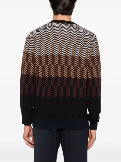 Missoni Zigzag Virgin Wool Crewneck Pullover In Brown
