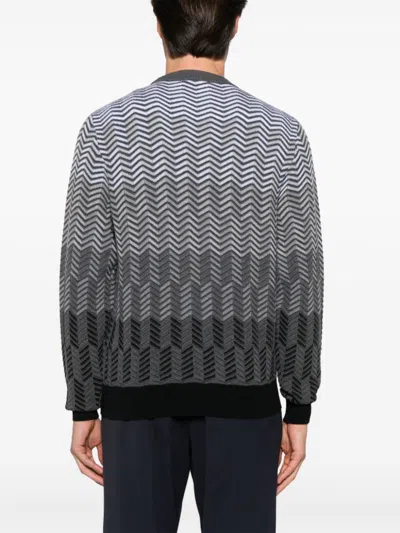 Missoni Textured Knitwear With Chevron Pattern And Feel In Grey