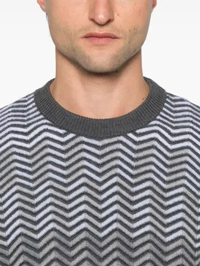 Missoni Textured Knitwear With Chevron Pattern And Feel In Grey