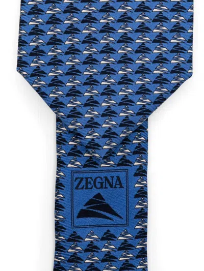 Shop Zegna Silk Tie In Blue