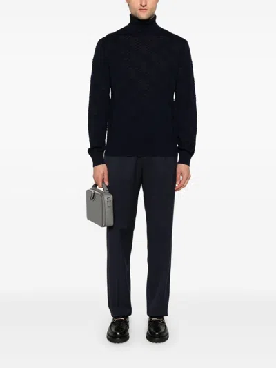Missoni Turtleneck Chevron Sweater In Blue