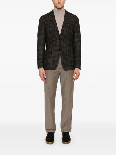Zegna Houndstooth-pattern Blazer In Blue