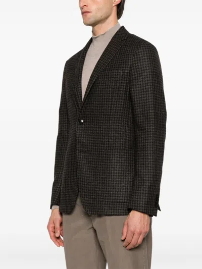 Zegna Houndstooth-pattern Blazer In Blue