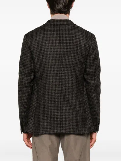 Zegna Houndstooth-pattern Blazer In Blue