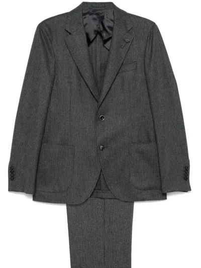 Shop Lardini Striped Suit In Grey