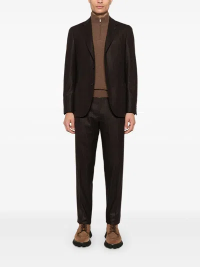 Lardini Striped Suit In Brown