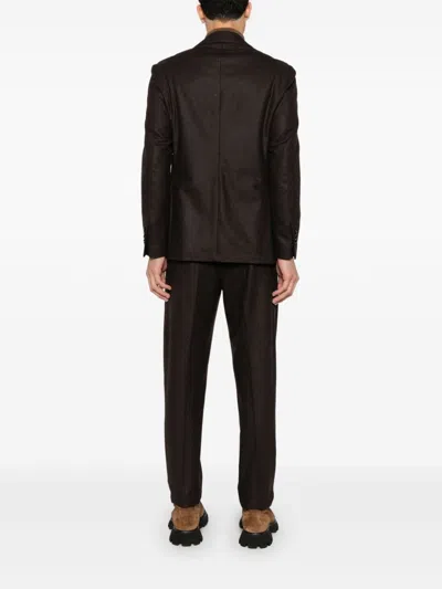 Lardini Striped Suit In Brown