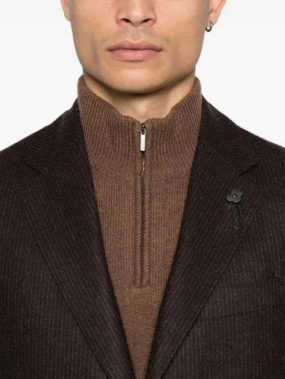 Lardini Striped Suit In Brown