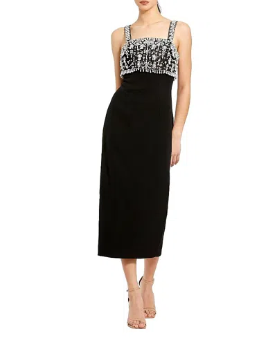 Mac Duggal Fitted Embellished Column Midi Dress In Black
