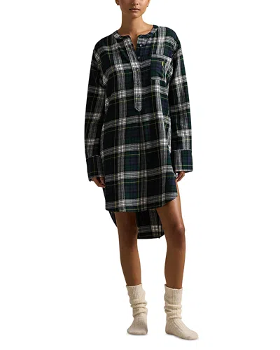 Polo Ralph Lauren Plaid Cotton Flannel Sleep Tunic In Evergreen Plaid