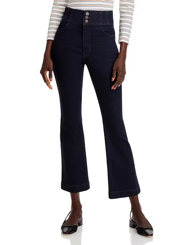 Veronica Beard Carson Corset Waist Kick Flare Jeans In Indigo Rinse In Indigo Rinse