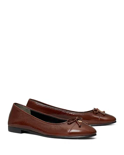 Tory Burch Cap Toe Ballet Flat In Dark Maple