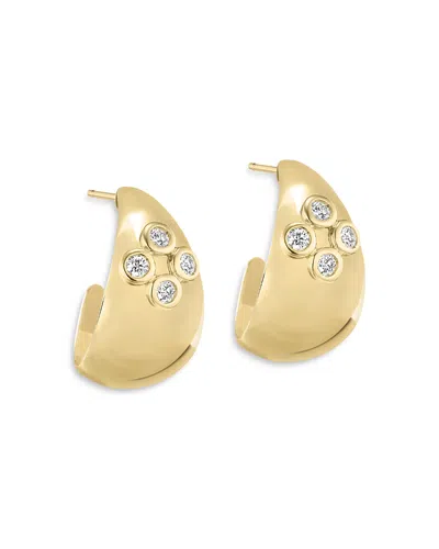 L. Klein 18k Yellow Gold Dome Diamond Bezel Graduated Hoop Earrings In Gold