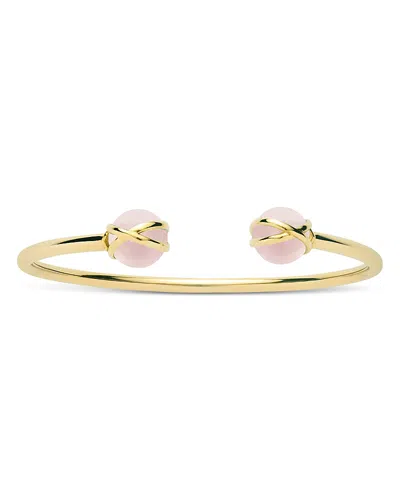 L. Klein 18k Yellow Gold Prisma Rose Quartz Bangle Bracelet In Pink/gold