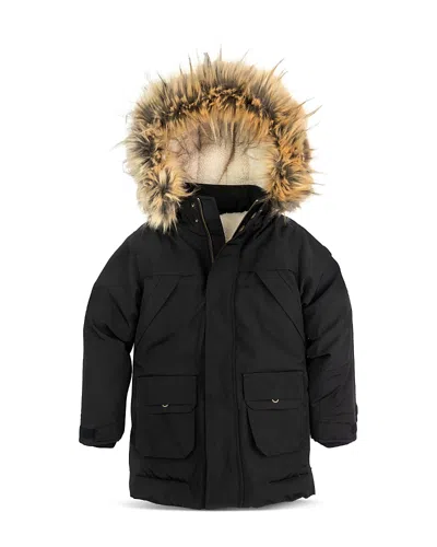 Appaman Boys' Denali Faux Fur Trim Coat - Little Kid, Big Kid In Black