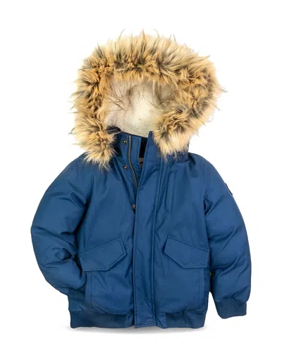 Appaman Boys' City Transit Faux Fur Trim Coat - Little Kid, Big Kid In Classic Blue
