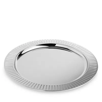 Anna New York Striations Round Serving Tray, 15.25" In Silver
