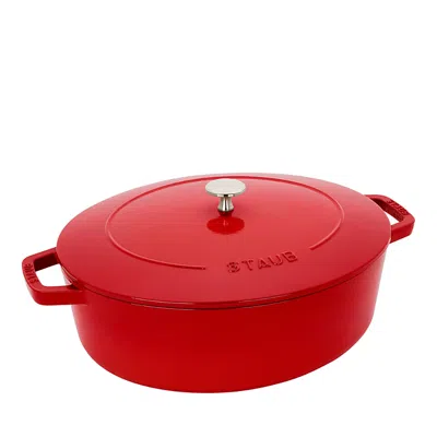 Staub Cast Iron 6.25qt Cherry Shallow Oval Dutch Oven In Red