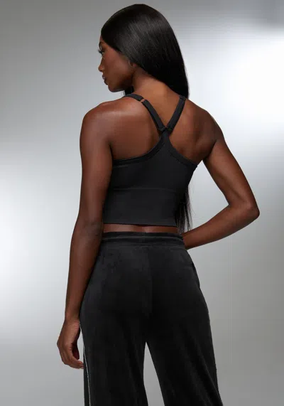 Bebe Rhinestone Logo Bra Tank In Black