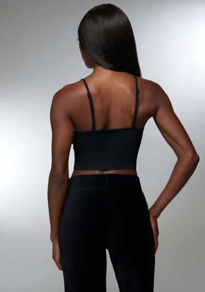 Shop Bebe Rhinestone Logo V Neck Bra Tank In Black