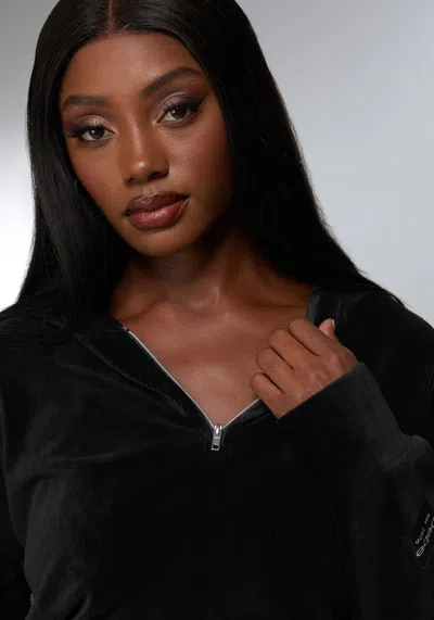 Bebe Micro Cord 1/4 Zip In Black