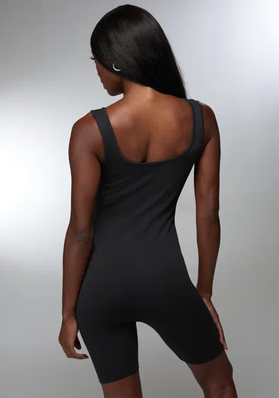 Bebe Rhinestone Logo Romper In Black