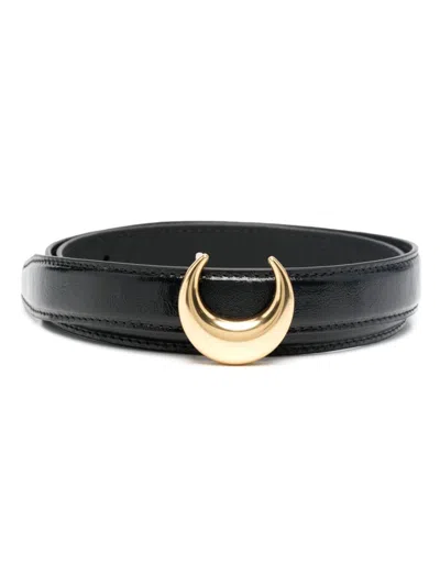 Marine Serre Moon Leather Belt In Black