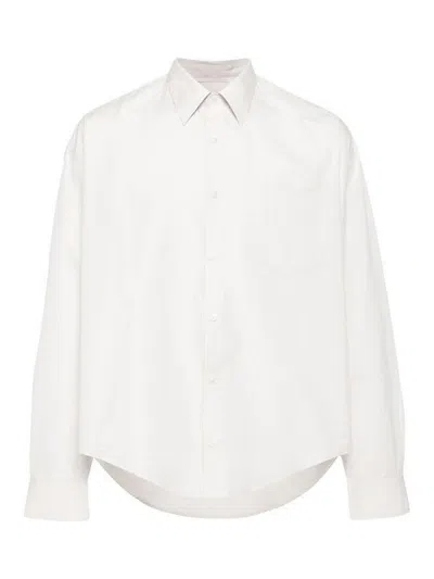 Ami Alexandre Mattiussi Tonal Ami De Coeur Shirt In Cotton Poplin In White