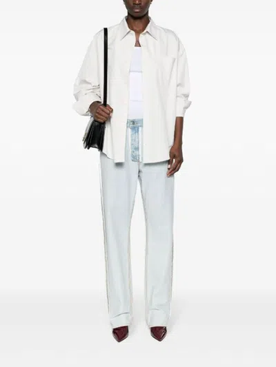 Ami Alexandre Mattiussi Tonal Ami De Coeur Shirt In Cotton Poplin In White