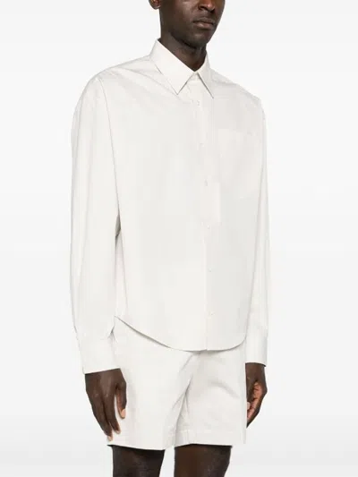 Ami Alexandre Mattiussi Tonal Ami De Coeur Shirt In Cotton Poplin In White