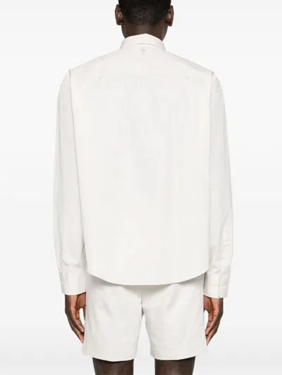 Ami Alexandre Mattiussi Tonal Ami De Coeur Shirt In Cotton Poplin In White