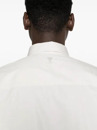 Ami Alexandre Mattiussi Tonal Ami De Coeur Shirt In Cotton Poplin In White