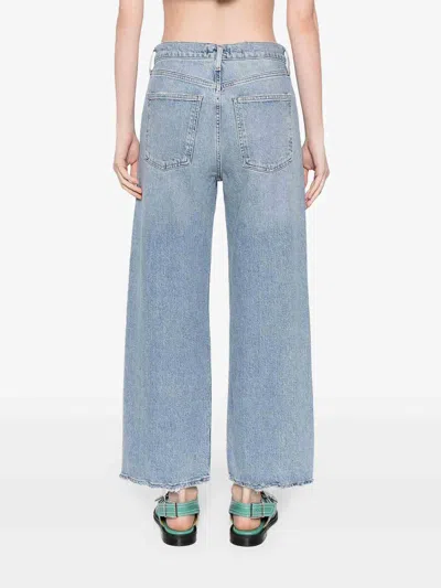 Agolde Franka Pleated High-rise Wide-leg Jeans In Light Blue