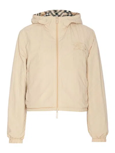 Shop Burberry Ecru Reversible Jacket In Beige