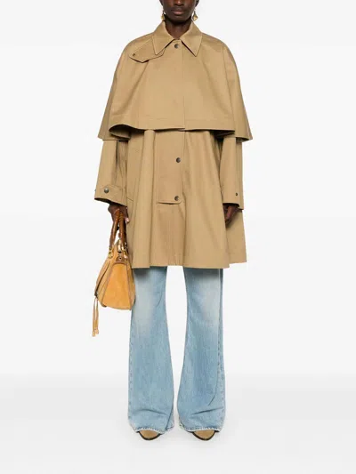 Shop Chloé Parka Cape In Light Brown