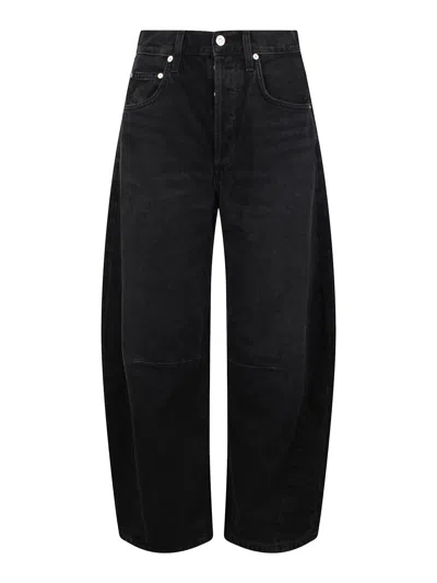 Citizen Of Humanity Horseshoe Cropped Raw Hem Jeans In Black