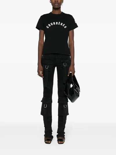 Shop Courrèges T Shirt Scritta In Black