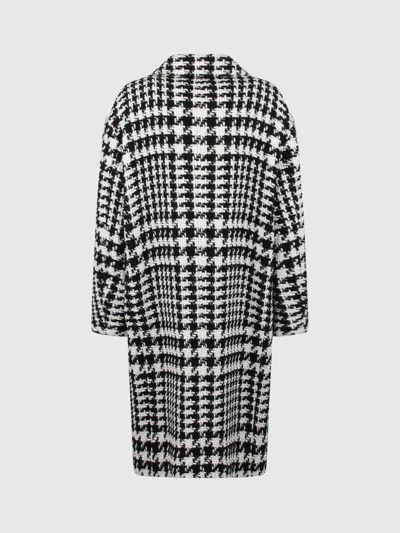 Dolce & Gabbana Black And White Coat With All-over Check Motiv In Wool Blend Woman In Multicolour