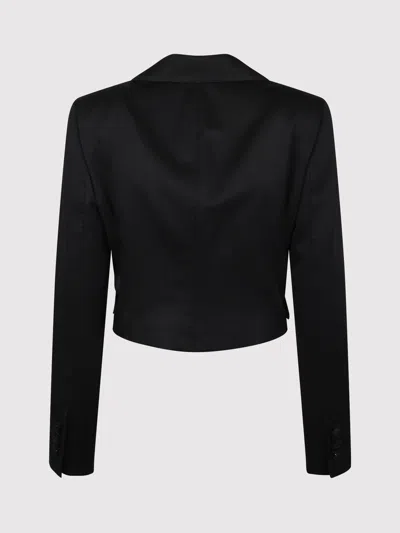 Dolce & Gabbana Wool Blend Cropped Tuxedo Jacket In Black