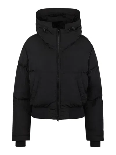 Diesel Nylon Crinkle Hooded Down Jacket In Black