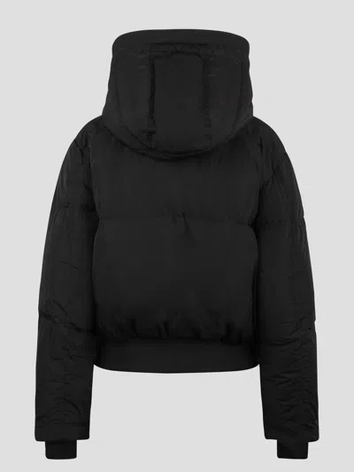Diesel Nylon Crinkle Hooded Down Jacket In Black