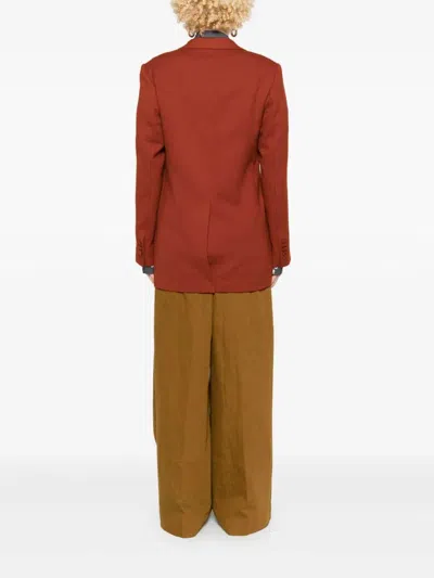 Dries Van Noten Single-breasted Wool Jacket With Structured Shoulder Pads In Brown