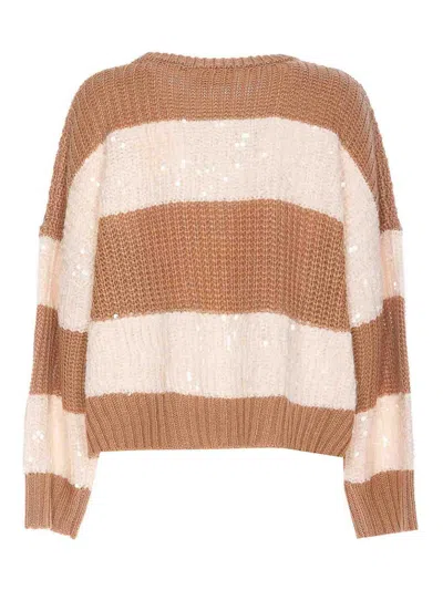 Shop Essentiel Antwerp Beige And Brown Group Sweater