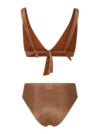 Fisico Cristina Ferrari Lurex Elongated Triangle In Light Brown