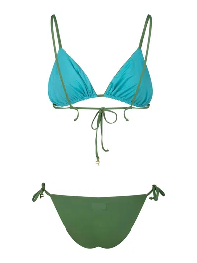 Fisico Cristina Ferrari Reversible Triangle Bikini In Blue