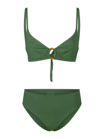 Fisico Cristina Ferrari Ring-detail Bikini In Green