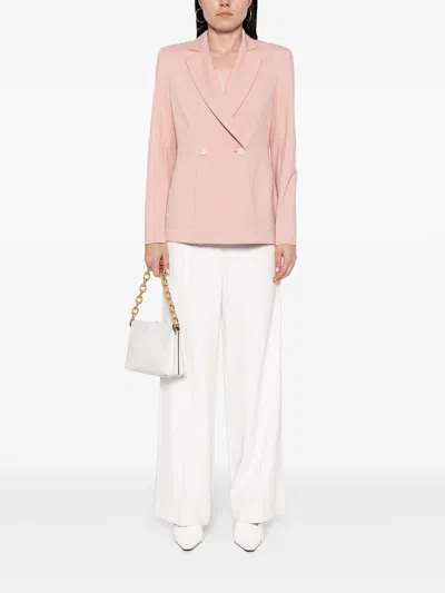 Harris Wharf London Shoulder-pads Double-breasted Blazer In Pink
